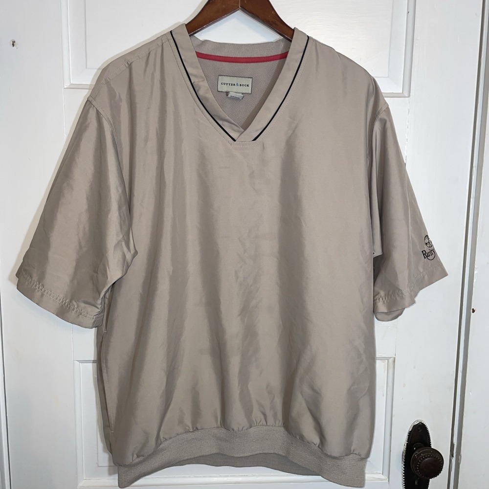 Cutter &‎ Buck Rarity Bay Golf Short Sleeve Pull Over M Tan Black Detail Pockets